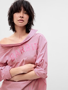 Gap × Barbie™ Adult Organic Cotton Stripe Big Shirt | Gap