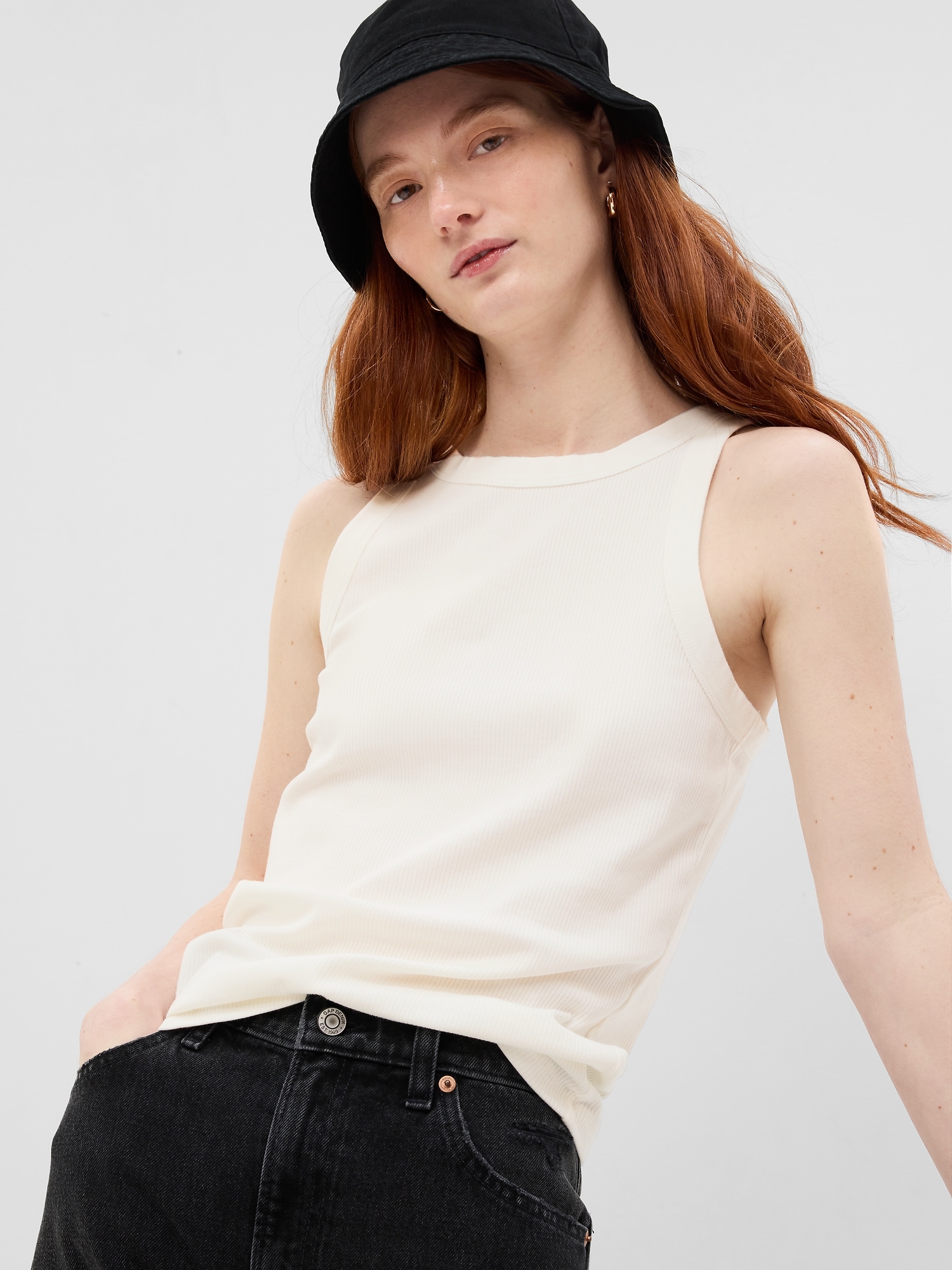 Gap Rib Halter Tank Top