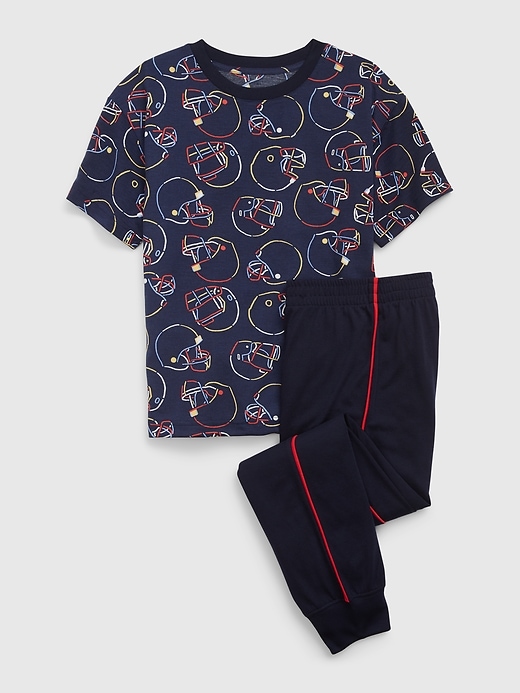 1 of 8 showing, with the color dark night of product Kids Recycled Sports PJ Set