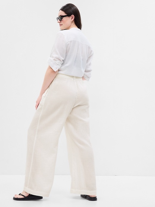 Image number 5 showing, Crinkle Gauze Wide-Leg Pants