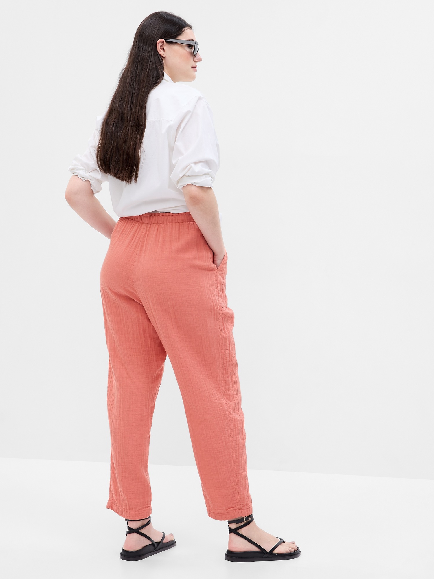 High Rise Crinkle Gauze Pants Gap