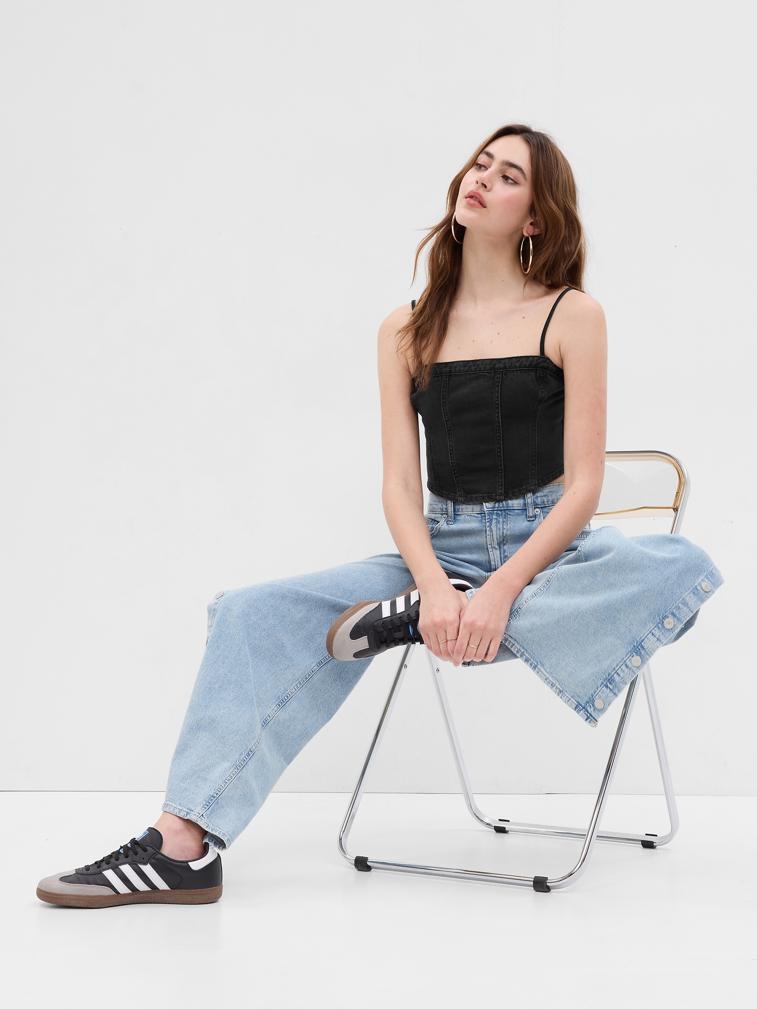 Gap PROJECT GAP Denim Corset Top with Washwell black. 1