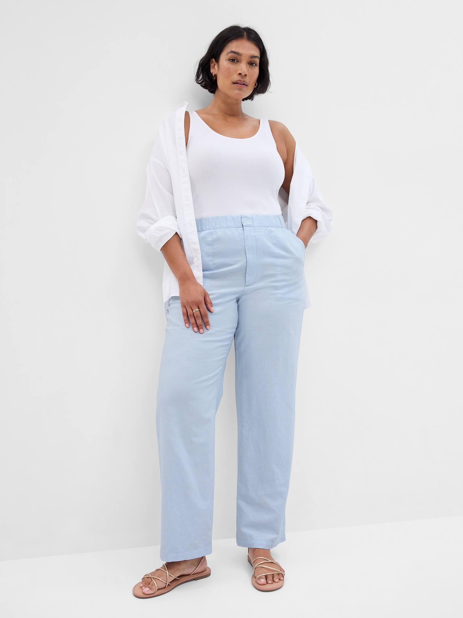 LinenCotton PullOn Pants Gap