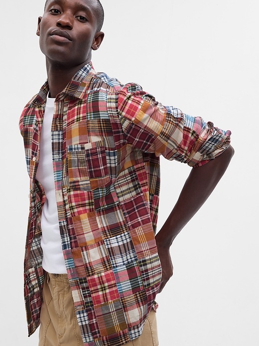 Image number 3 showing, Plaid Patchwork Shirt