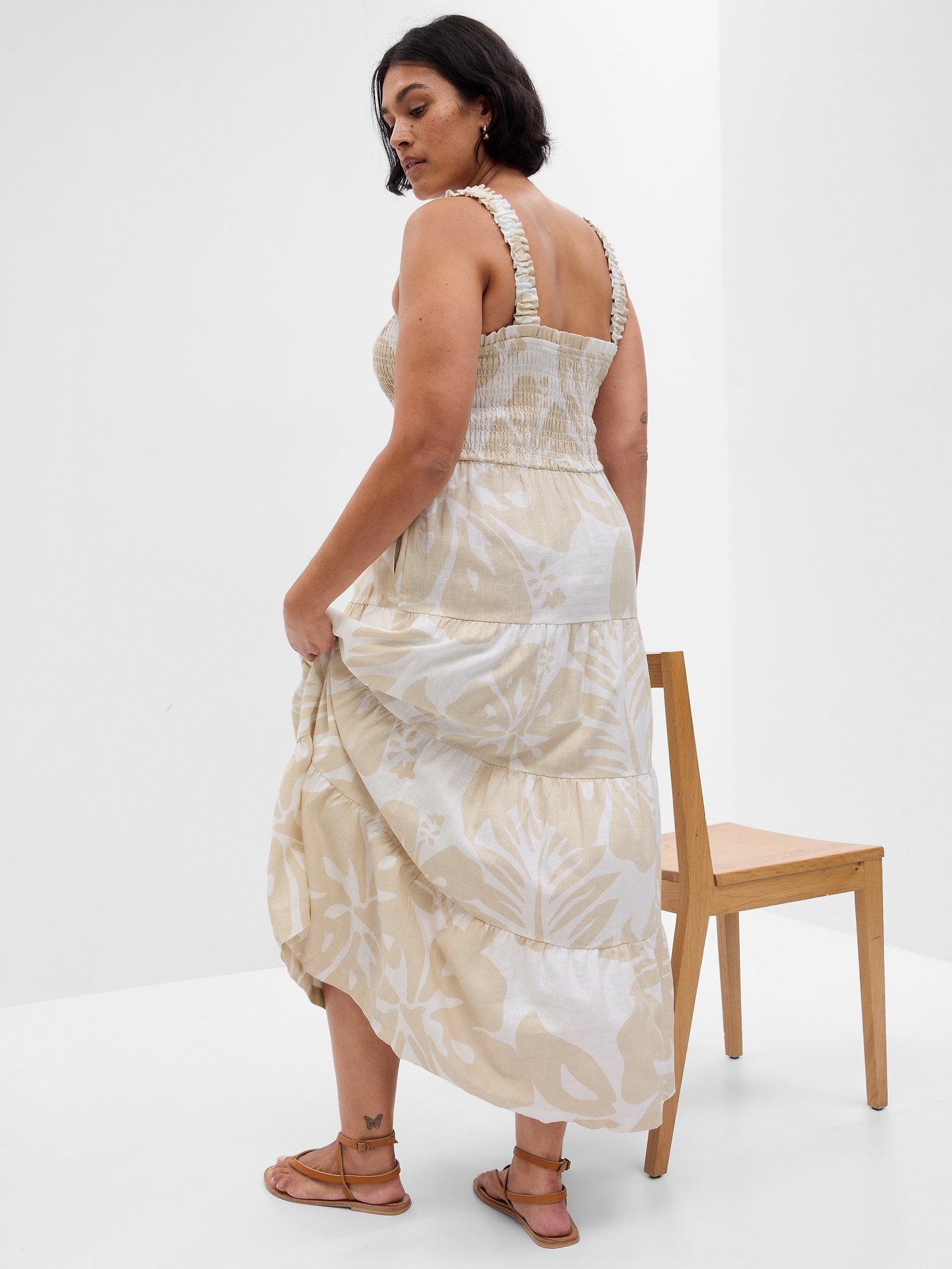 Linen-Blend Tiered Maxi Dress | Gap