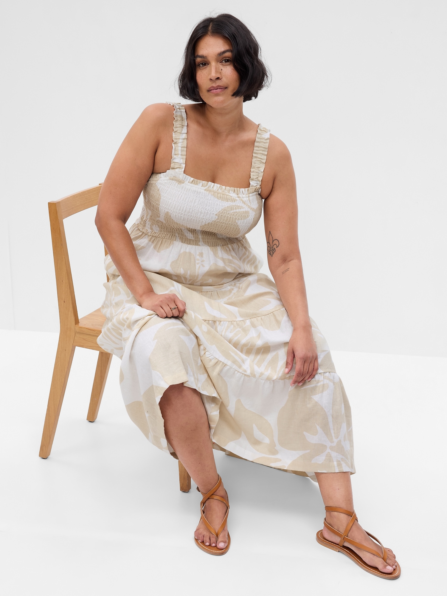 Linen-Blend Tiered Maxi Dress | Gap