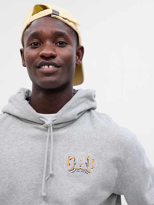 1 of 8 showing, with the color new heather grey of product Gap Logo Pride Hoodie