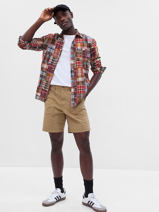 Image number 1 showing, Plaid Patchwork Shirt