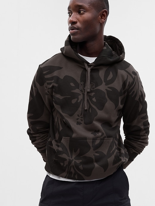 1 of 8 showing, with the color flint gray of product Floral Gap Logo Hoodie