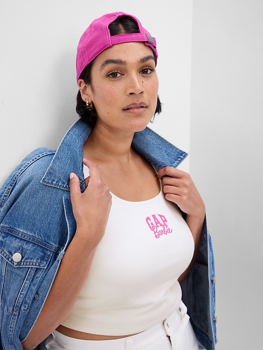 Image number 4 showing, Gap &#215 Barbie&#153 Adult Arch Logo Cropped Tank Top