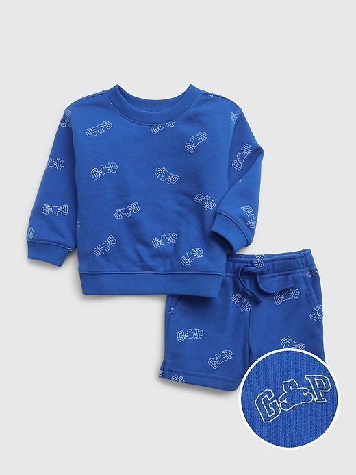 1 of 8 showing, with the color admiral blue of product Baby Logo Sweat Set