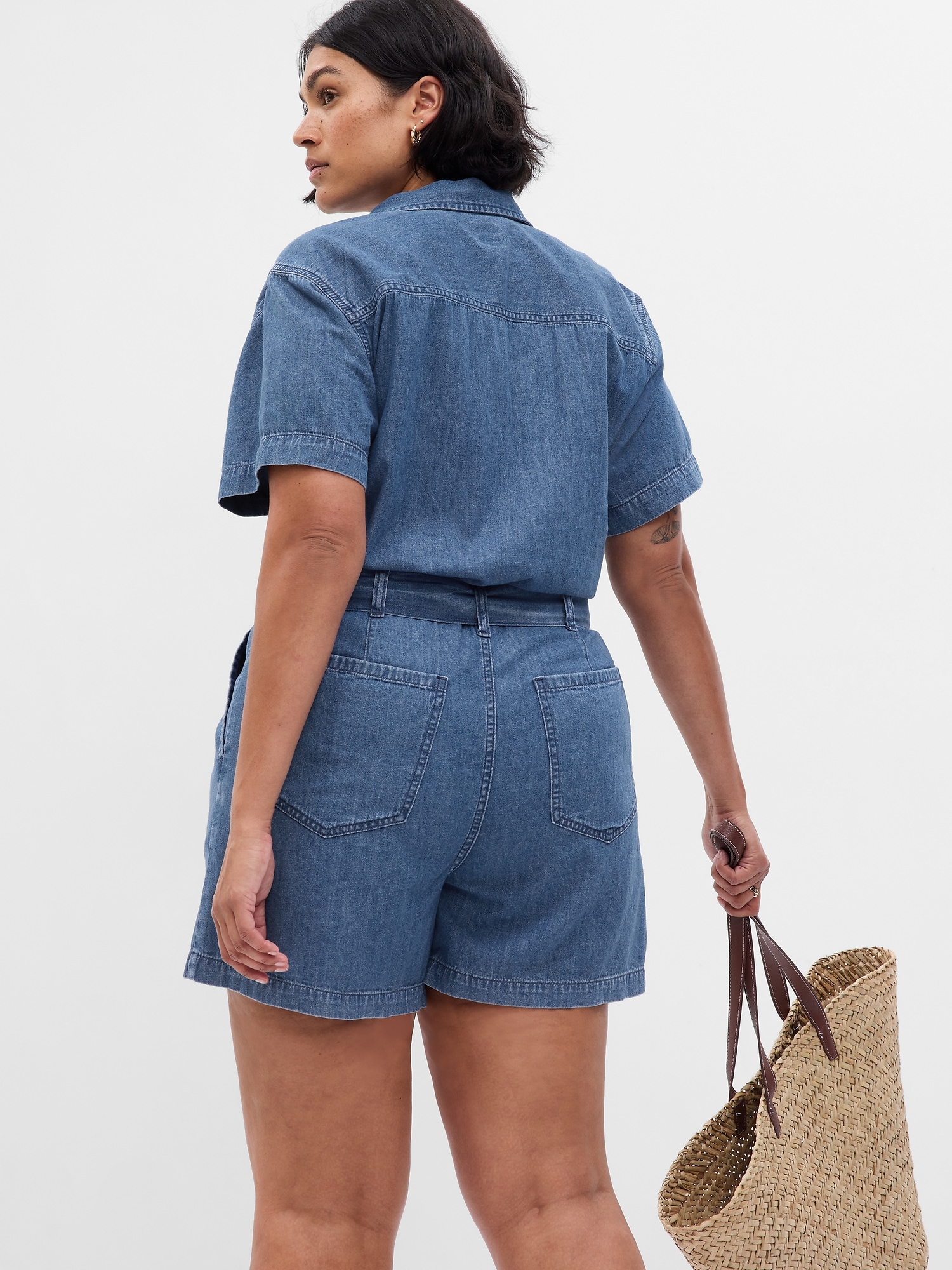 Женские комбинезоны Gap Easy Denim Romper — фото 5