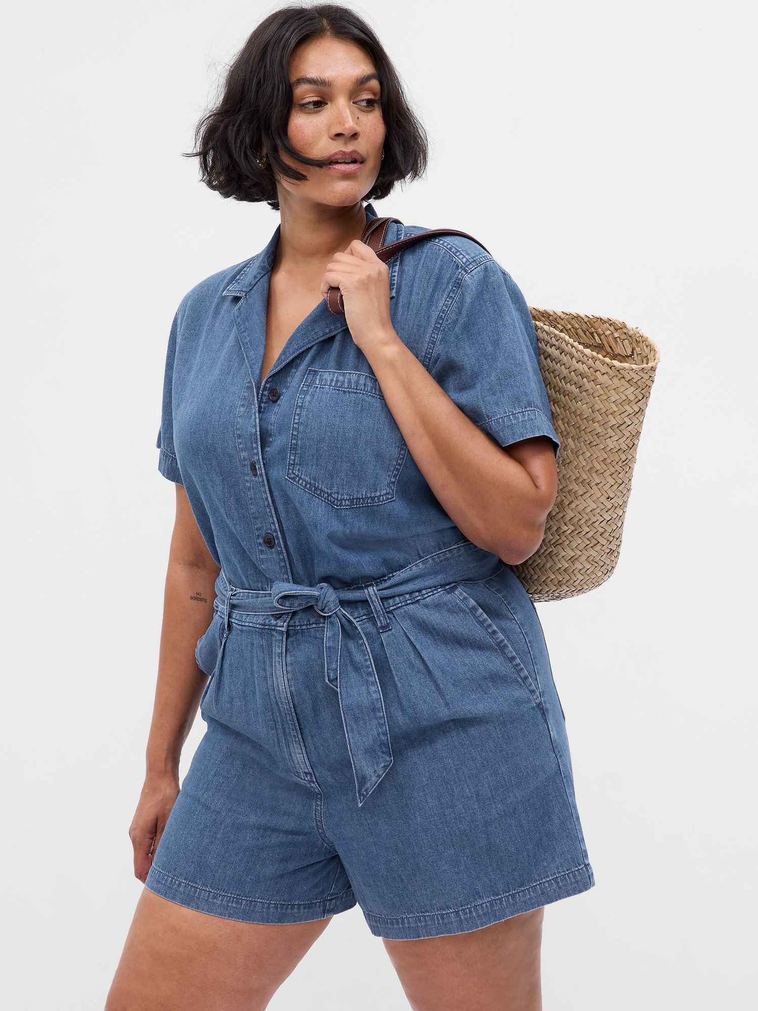 Женские комбинезоны Gap Easy Denim Romper — фото 4