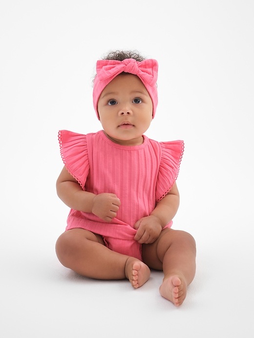 1 of 8 showing, with the color sugar coral pink of product Baby Rib Outfit Set