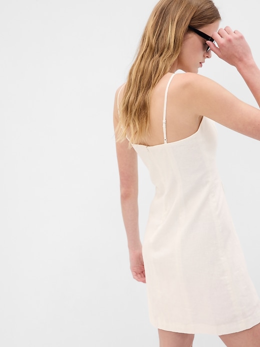 2 of 8 showing, with the color new off white of product Linen-Blend Mini Dress
