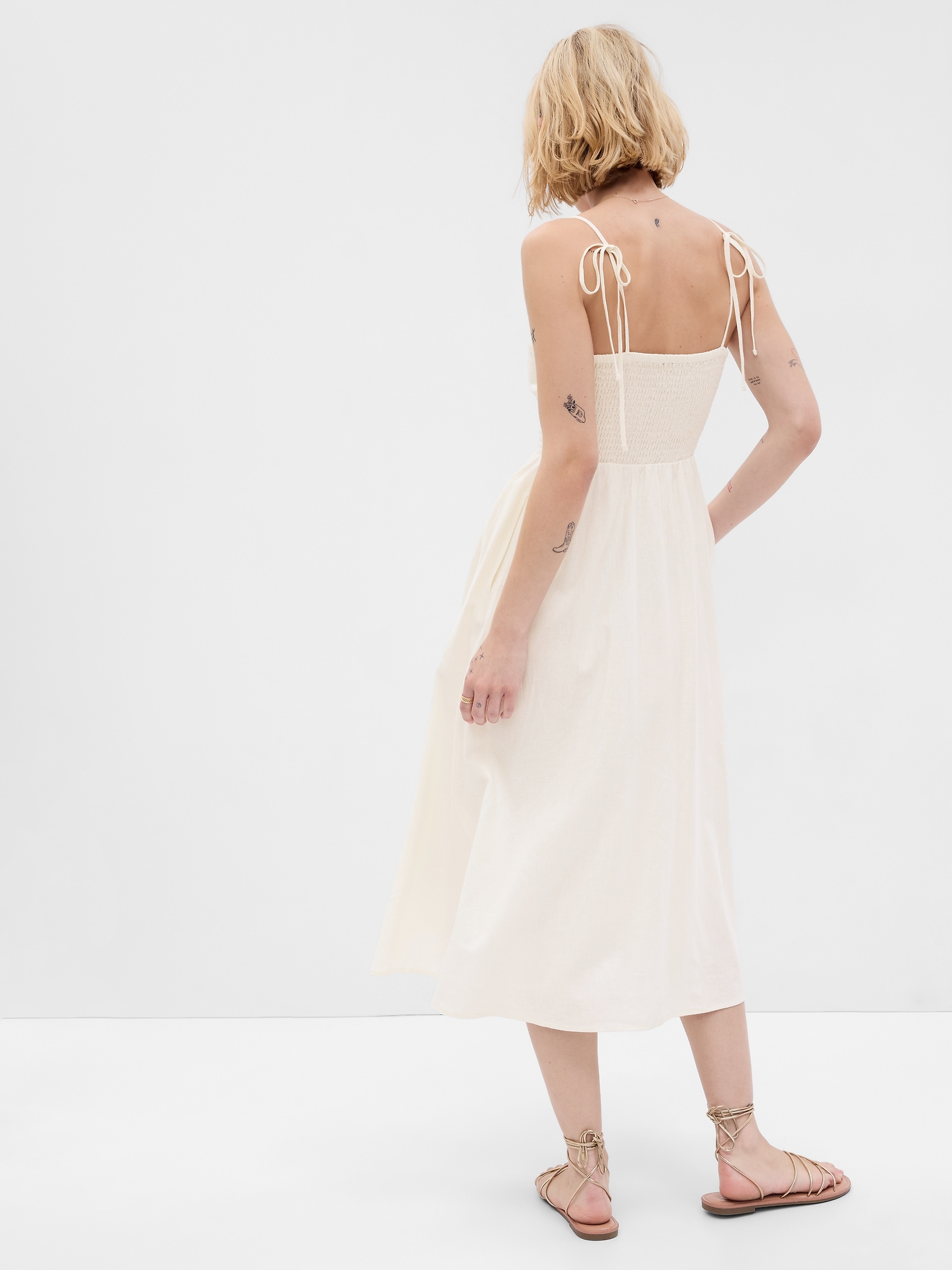 Linen-Blend Corset Midi Dress | Gap