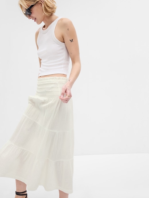 Image number 3 showing, Smocked Tiered Midi Skirt