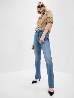 Gap High Rise '90s Straight Jeans In Medium Indigo