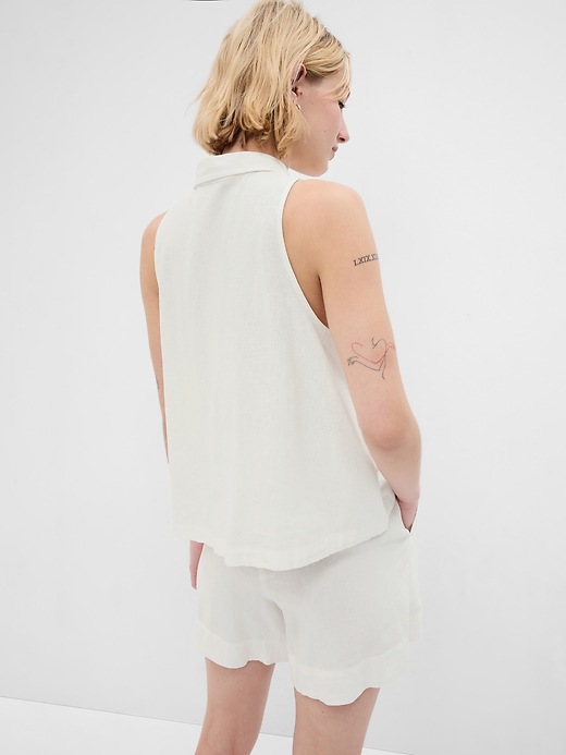 2 of 8 showing, with the color new off white of product Linen-Blend Shirt