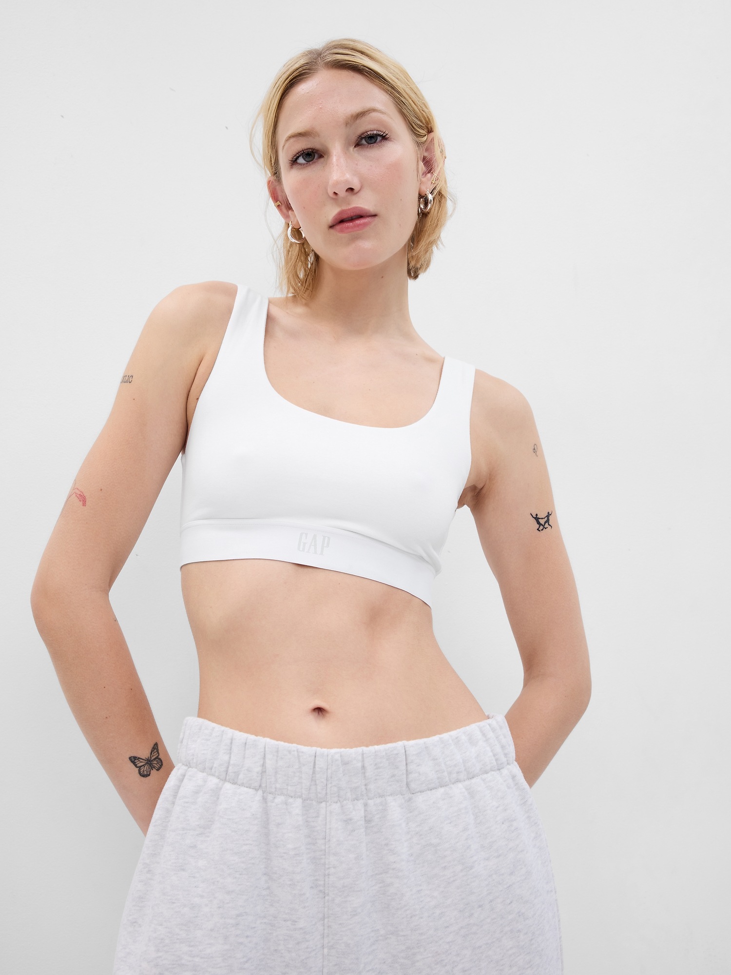 Organic Stretch Cotton Gap Logo Bralette Gap
