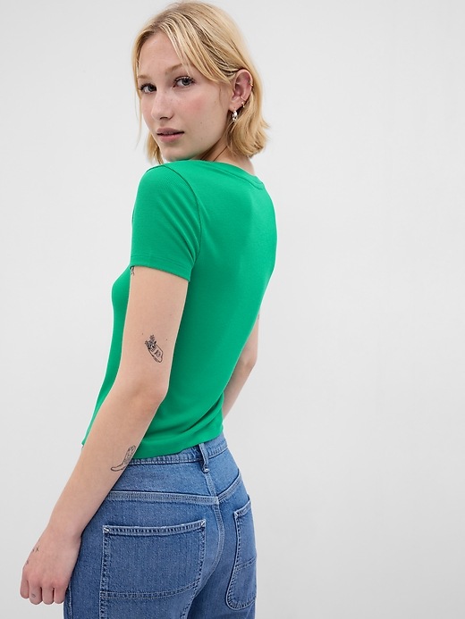 2 of 8 showing, with the color deluxe green of product Mini Rib Cropped T-Shirt