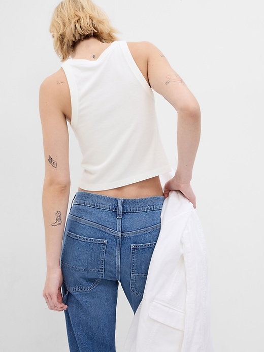 2 of 8 showing, with the color new off white of product Mini Rib Cropped Halter Tank Top