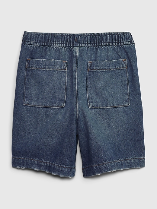 2 of 8 showing, with the color medium wash of product Kids Easy Pull-On Denim Shorts with Washwell