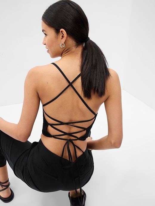 2 of 8 showing, with the color black of product Cropped Open-Back Top