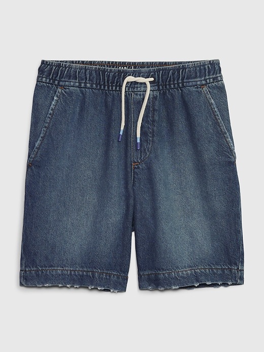 1 of 8 showing, with the color medium wash of product Kids Easy Pull-On Denim Shorts with Washwell