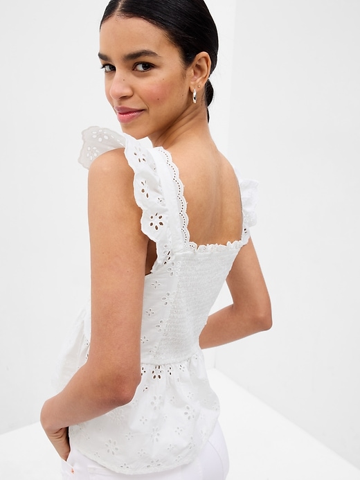 Eyelet Corset Peplum Top Gap