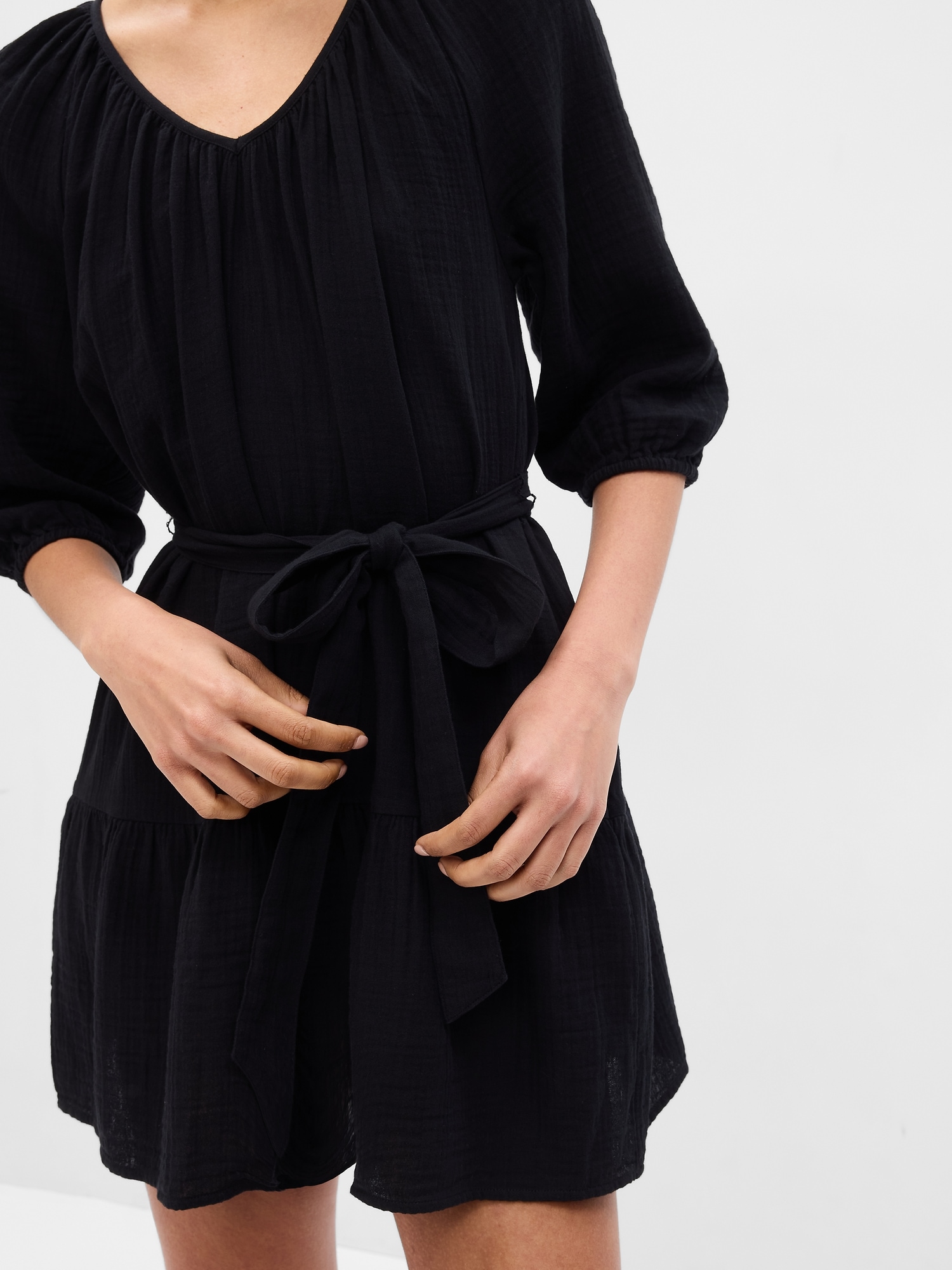 Crinkle Gauze Tiered Mini Dress Gap