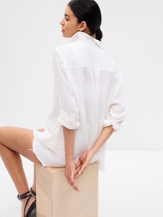 Crinkle Gauze Big Shirt Gap