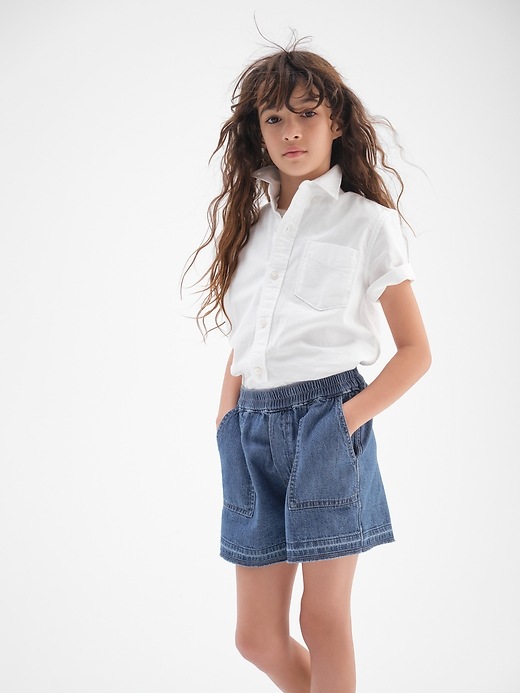 1 of 8 showing, with the color medium wash of product Kids Utility Shorts