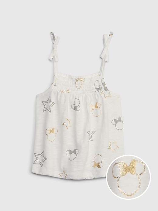 1 of 8 showing, with the color new off white of product babyGap &#124 Disney Minnie Mouse Smocked Tank Top