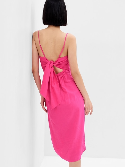 LinenBlend TieBack Corset Midi Dress Gap