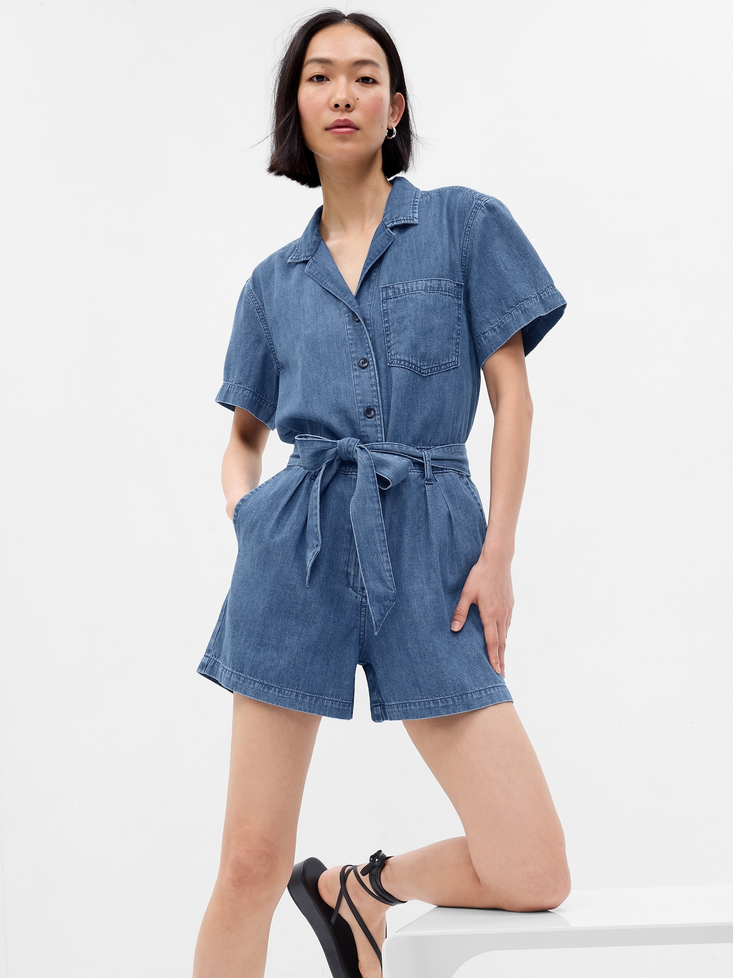Женские комбинезоны Gap Easy Denim Romper — фото 3
