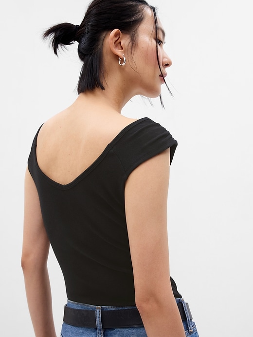 2 of 8 showing, with the color black of product Modern Ruched Tank Top