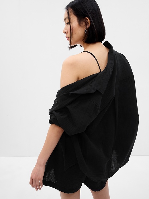 Crinkle Gauze Big Shirt Gap