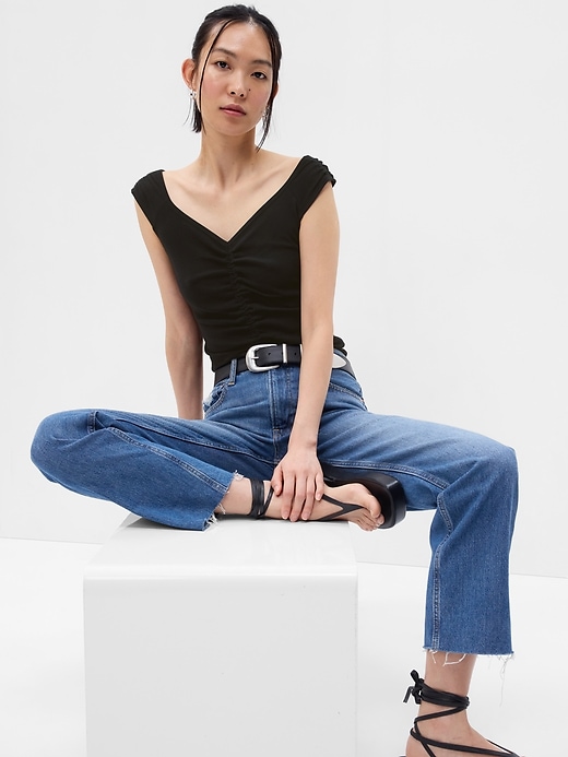 1 of 8 showing, with the color black of product Modern Ruched Tank Top