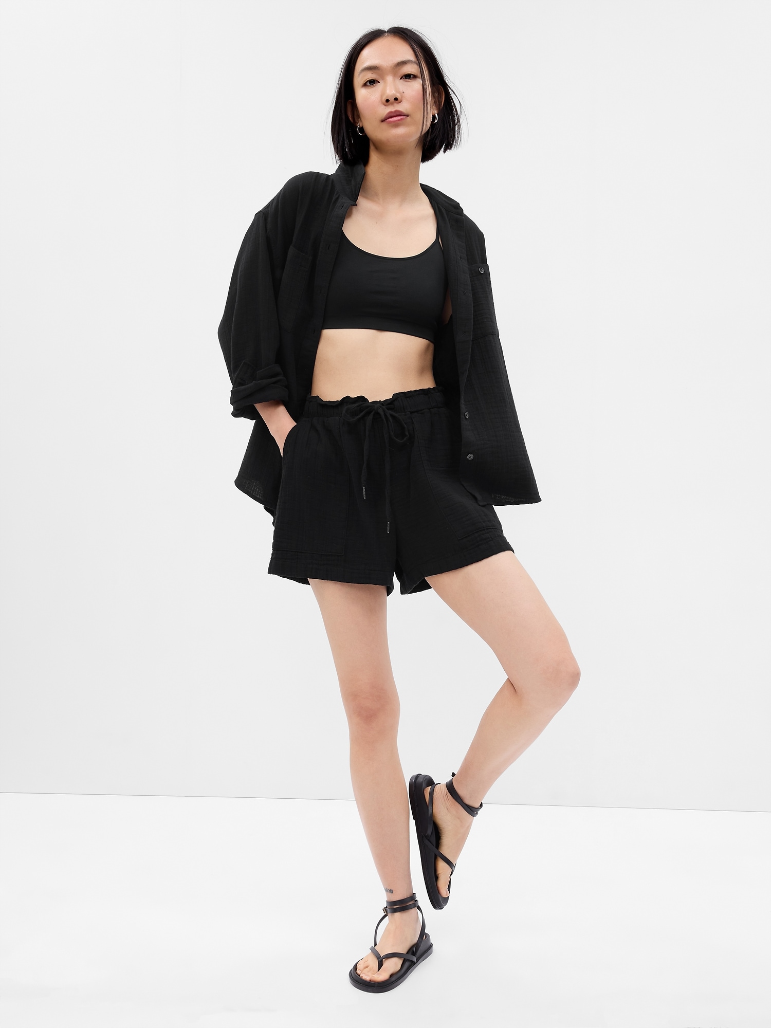 Crinkle Gauze Big Shirt