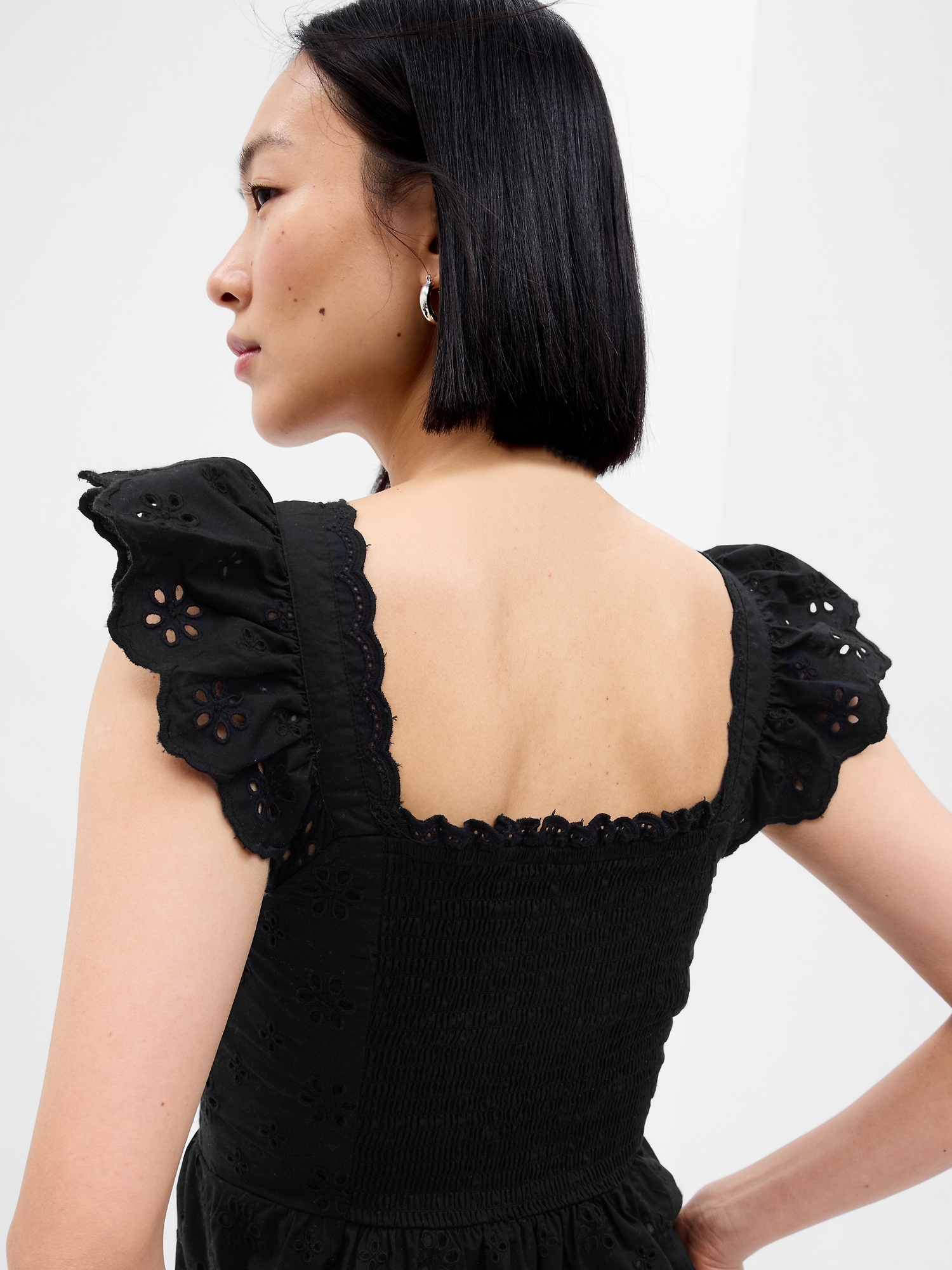 Eyelet Corset Peplum Top Gap