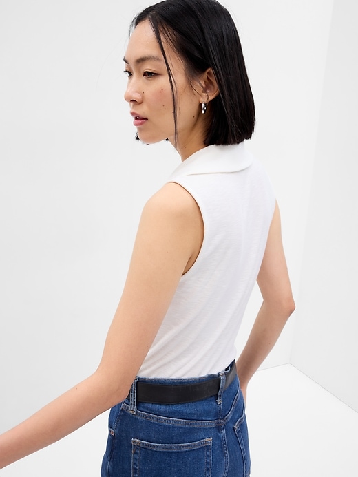 2 of 8 showing, with the color new off white of product Essential Rib V-Neck Tank Top