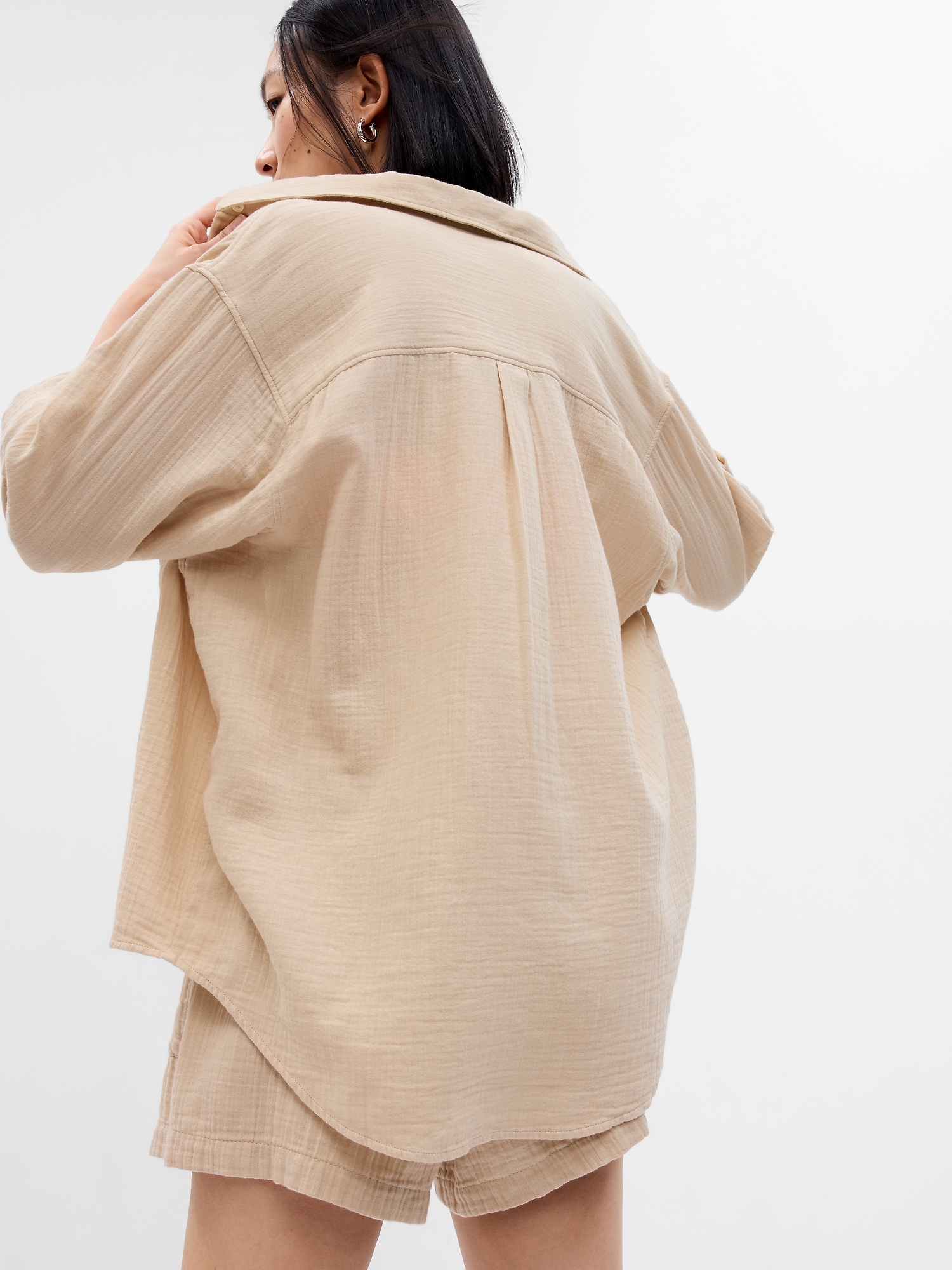 Crinkle Gauze Big Shirt Gap