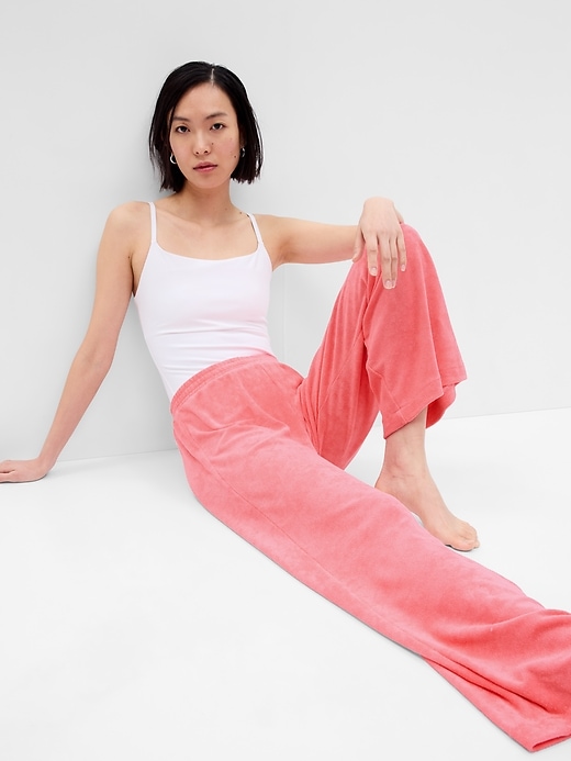 Wool-Blend Flared Towel Pants Pink