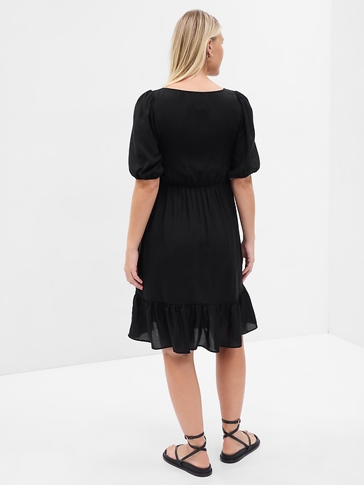 2 of 8 showing, with the color true black of product Maternity Smocked Midi Dress
