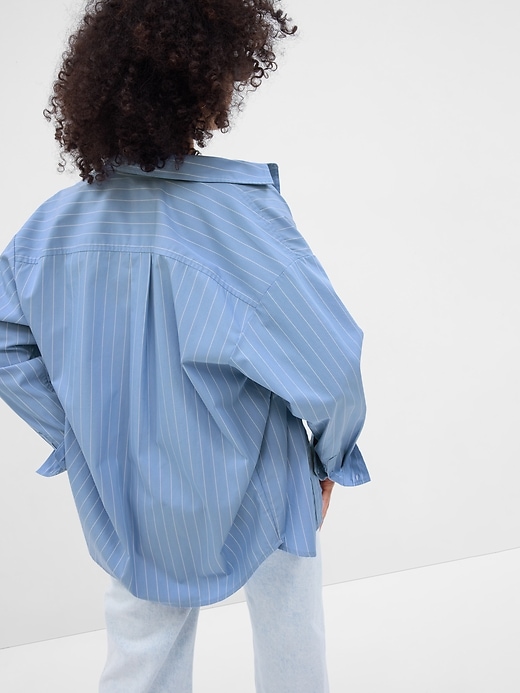 Image number 2 showing, Organic Cotton Oversized Stripe Poplin Shirt