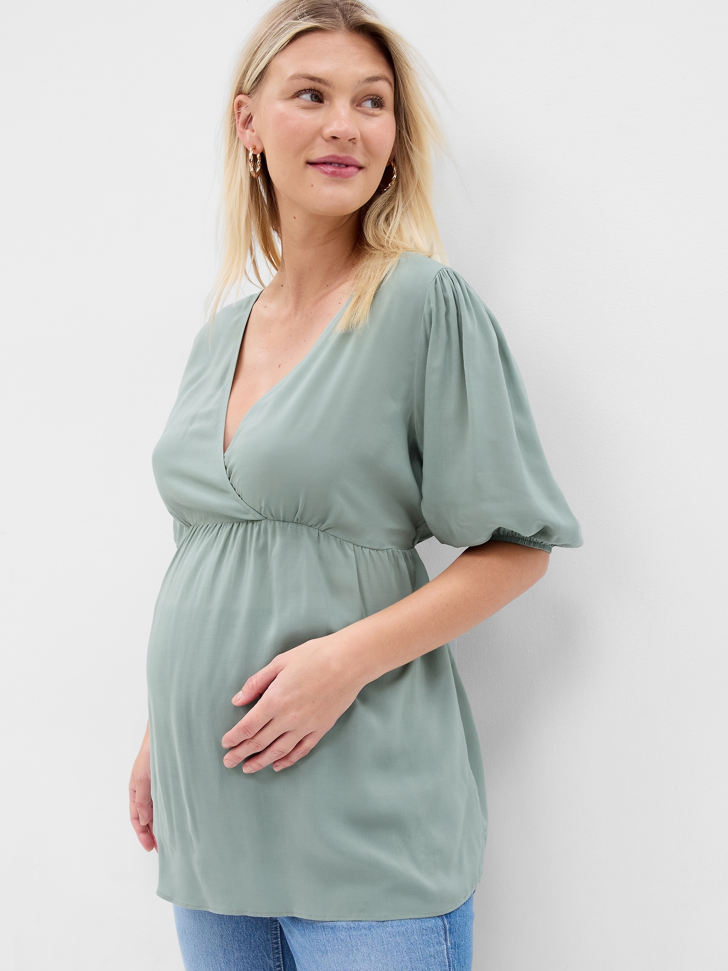 Gap Maternity Puff Sleeve Wrap Top