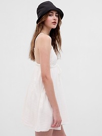 View large product image 3 of 7. Gauze Tie-Front Mini Dress