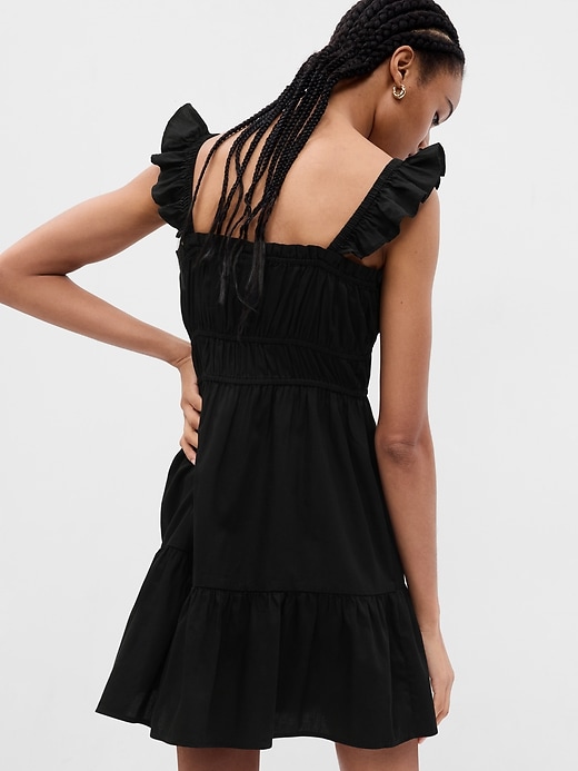 2 of 8 showing, with the color BLACK of product Flutter Sleeve Cinch Waist Mini Dress