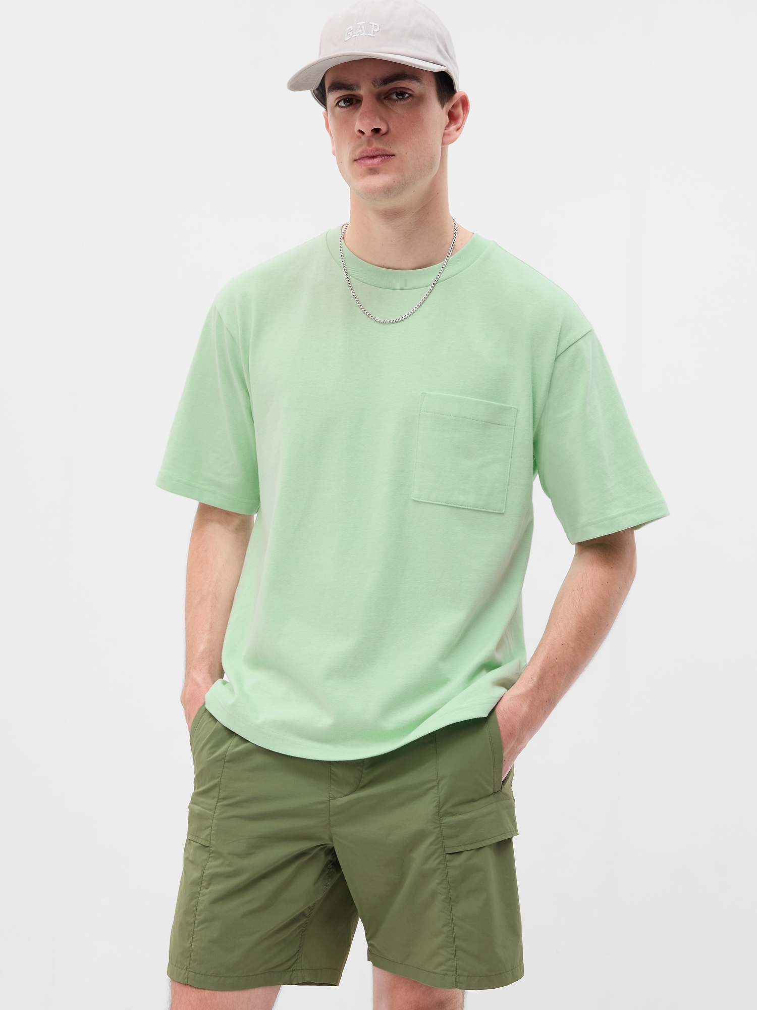 Gap Heavyweight Relaxed Fit Pocket T-Shirt green. 1